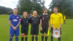 Captain Stu Nicholls lines up with his Manchester United counterpart